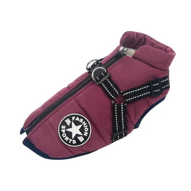 Purple Winter Pet Clothes For Small Large Dogs Warm Fleece Jacket Waterproof With Harness Clothing Puppy Costume - TrendyPet's Zone