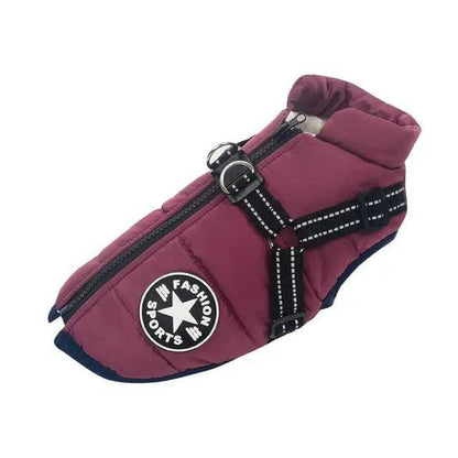 Purple Winter Pet Clothes For Small Large Dogs Warm Fleece Jacket Waterproof With Harness Clothing Puppy Costume - TrendyPet's Zone