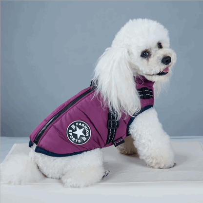 Purple Winter Pet Clothes For Small Large Dogs Warm Fleece Jacket Waterproof With Harness Clothing Puppy Costume - TrendyPet's Zone
