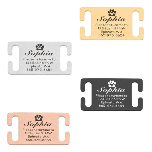Rectangle Customizable Dog Collar Address Tags for Dogs Medal with Engraving Name Kitten Puppy Accessories Personalized Cat Necklace Chain TRENDYPET'S ZONE