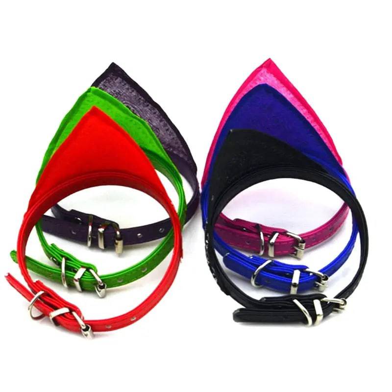 Red Adjustable cat and dog bandana collar PU pet neck scarf with printed triangle scarf - TrendyPet's Zone