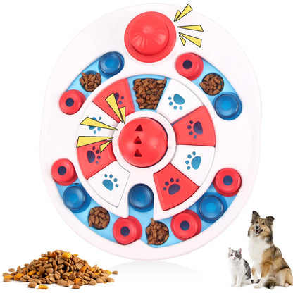Red anti-choking puzzle dog food dispenser and engaging training toy from TrendyPet's Zone, designed to slow feeding and entertain dogs.