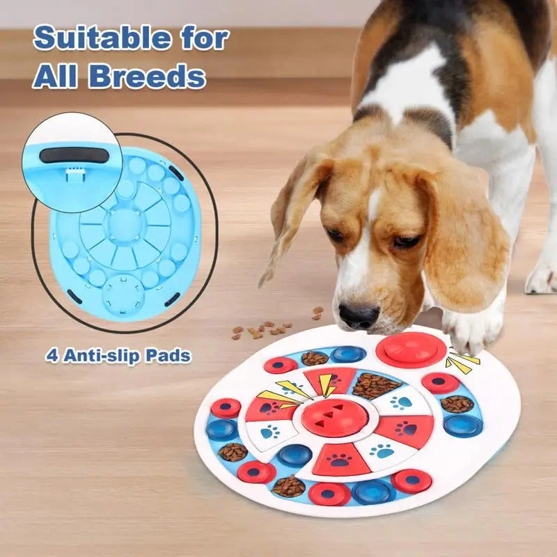 Red anti-choking puzzle dog food dispenser from TrendyPet's Zone, an engaging training toy for behavioral enrichment.