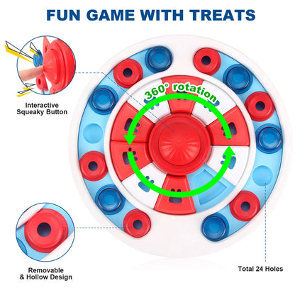 Red anti-choking puzzle dog food dispenser by TrendyPet's Zone, an engaging training toy for interactive feeding and mental stimulation.