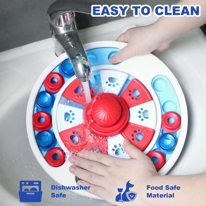 Red anti-choking puzzle dog food dispenser from TrendyPet's Zone, an engaging training toy for interactive feeding.