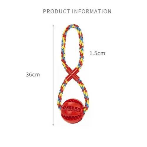Red Ball Blue & Yellow Hemp Rope Toys Treat Interactive Rubber Leaking Balls for Small Dogs Chewing Bite Resistant Pet Tooth Cleaning - TrendyPet's Zone