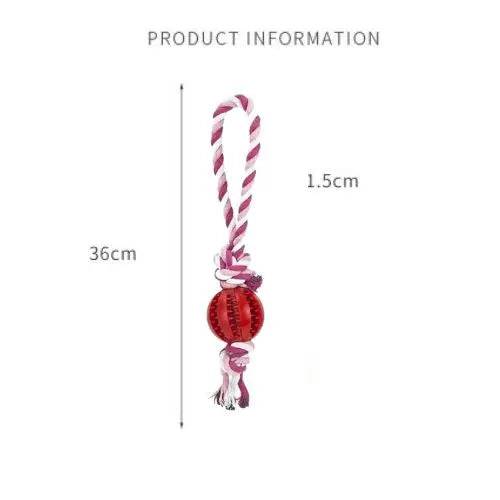 Red Ball Fuchsia Hemp Rope Toys Treat Interactive Rubber Leaking Balls for Small Dogs Chewing Bite Resistant Pet Tooth Cleaning - TrendyPet's Zone