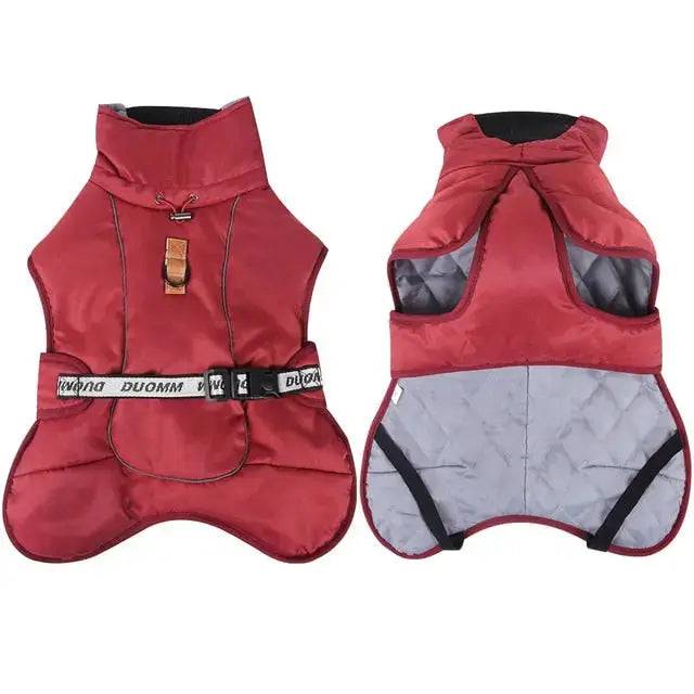 Red Big Dog Jacket Waterproof Winter Warm Clothes for Medium Large Dogs Coat Costume Outfits - TrendyPet's Zone