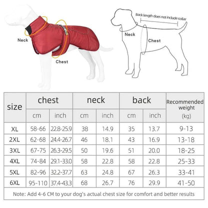 Red Big Dog Jacket Waterproof Winter Warm Clothes for Medium Large Dogs Coat Costume Outfits - TrendyPet's Zone