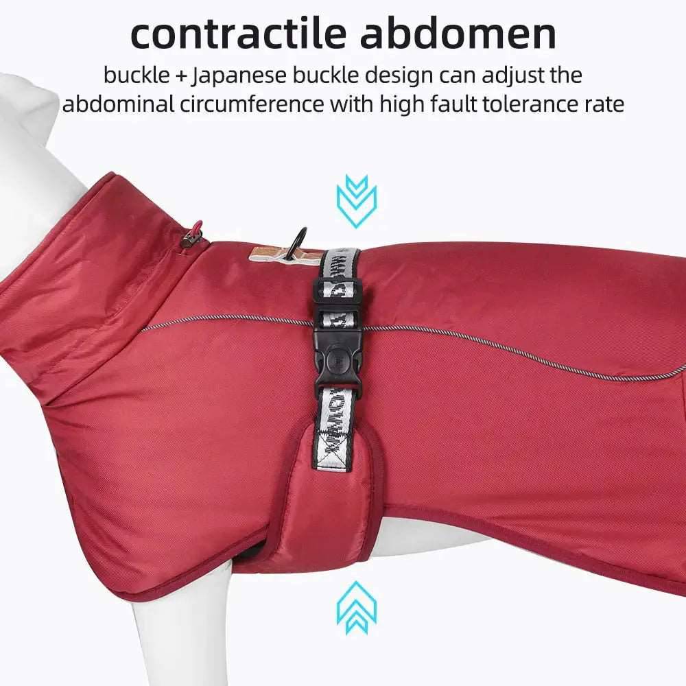 Red Big Dog Jacket Waterproof Winter Warm Clothes for Medium Large Dogs Coat Costume Outfits - TrendyPet's Zone
