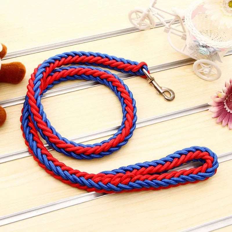 Red Blue Super Strong Coarse Nylon Dog Leash Double Row Adjustable Collar For Medium Large Dogs - TrendyPet's Zone
