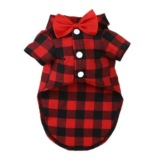 Red Bowtie Dog Shirts Classical Plaid Thin Breathable Summer Clothes for Small Large Dogs Puppy Vest Chihuahua Yorkies - TrendyPet's Zone