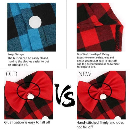 Red Bowtie Dog Shirts Classical Plaid Thin Breathable Summer Clothes for Small Large Dogs Puppy Vest Chihuahua Yorkies - TrendyPet's Zone