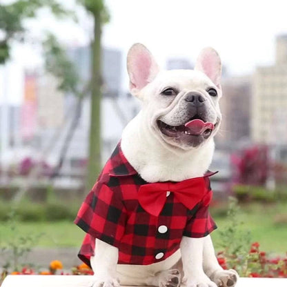 Red Bowtie Dog Shirts Classical Plaid Thin Breathable Summer Clothes for Small Large Dogs Puppy Vest Chihuahua Yorkies - TrendyPet's Zone