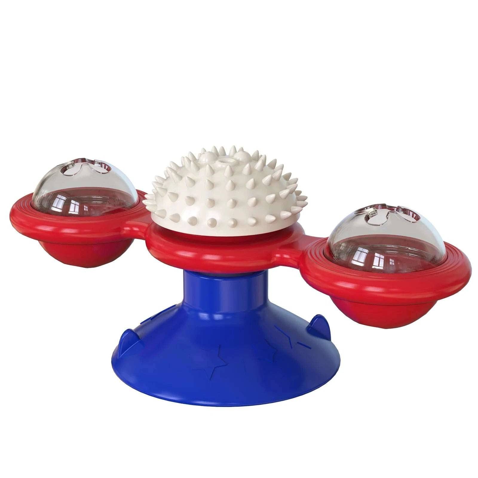 Red Cat Toy Turntable Built-in Rotating LED Lights  Suction Cup Base - TrendyPet's Zone