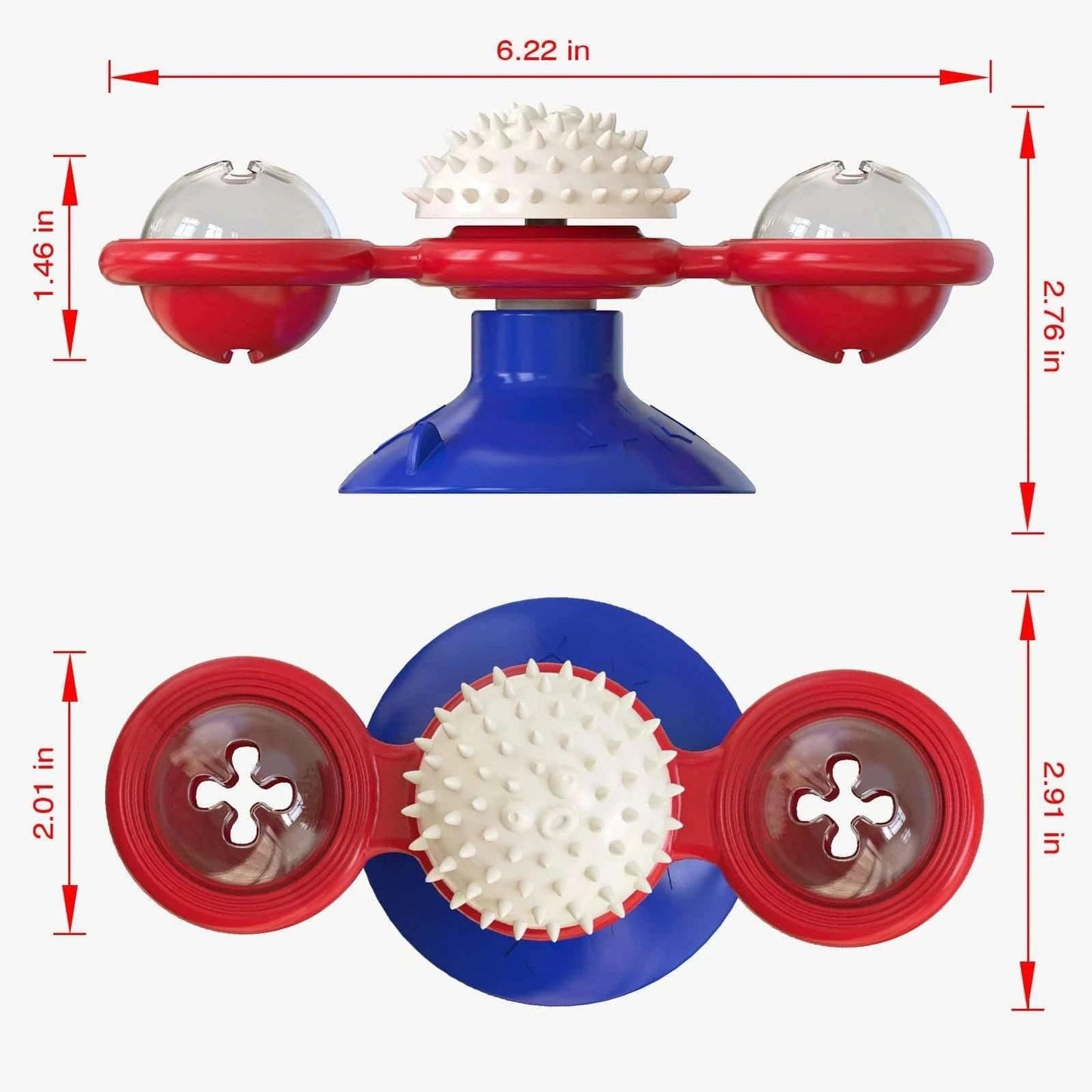 Red Cat Toy Turntable Built-in Rotating LED Lights  Suction Cup Base - TrendyPet's Zone