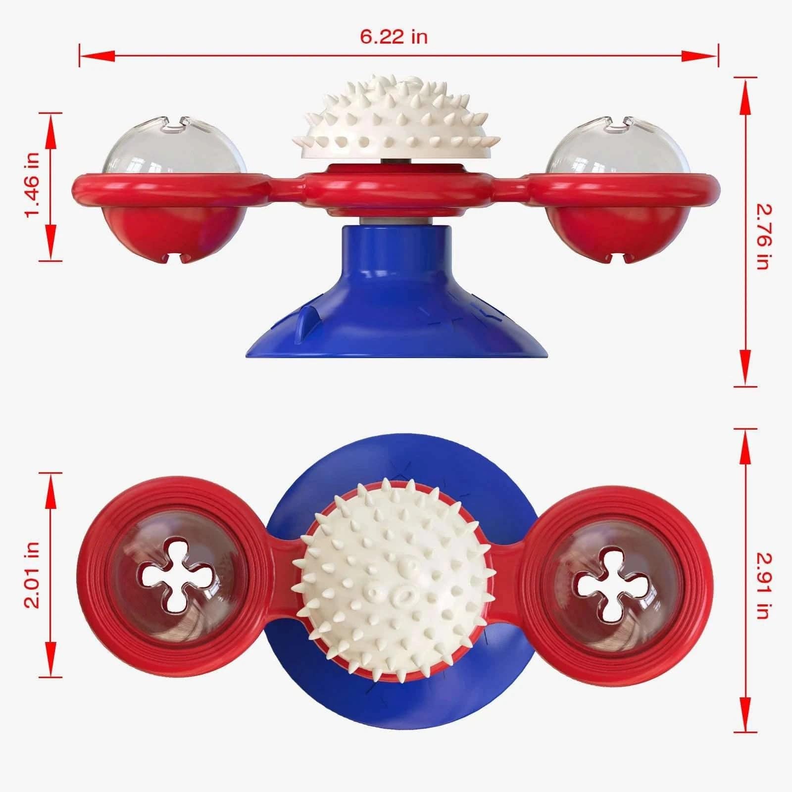 Red Cat Toy Turntable Built-in Rotating LED Lights  Suction Cup Base - TrendyPet's Zone