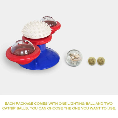 Red Cat Toy Turntable Built-in Rotating LED Lights  Suction Cup Base - TrendyPet's Zone