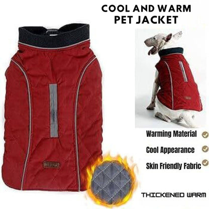 Red Cozy Quilted Dog Coat Warm Jacket Retro Thick Vest - TrendyPet's Zone