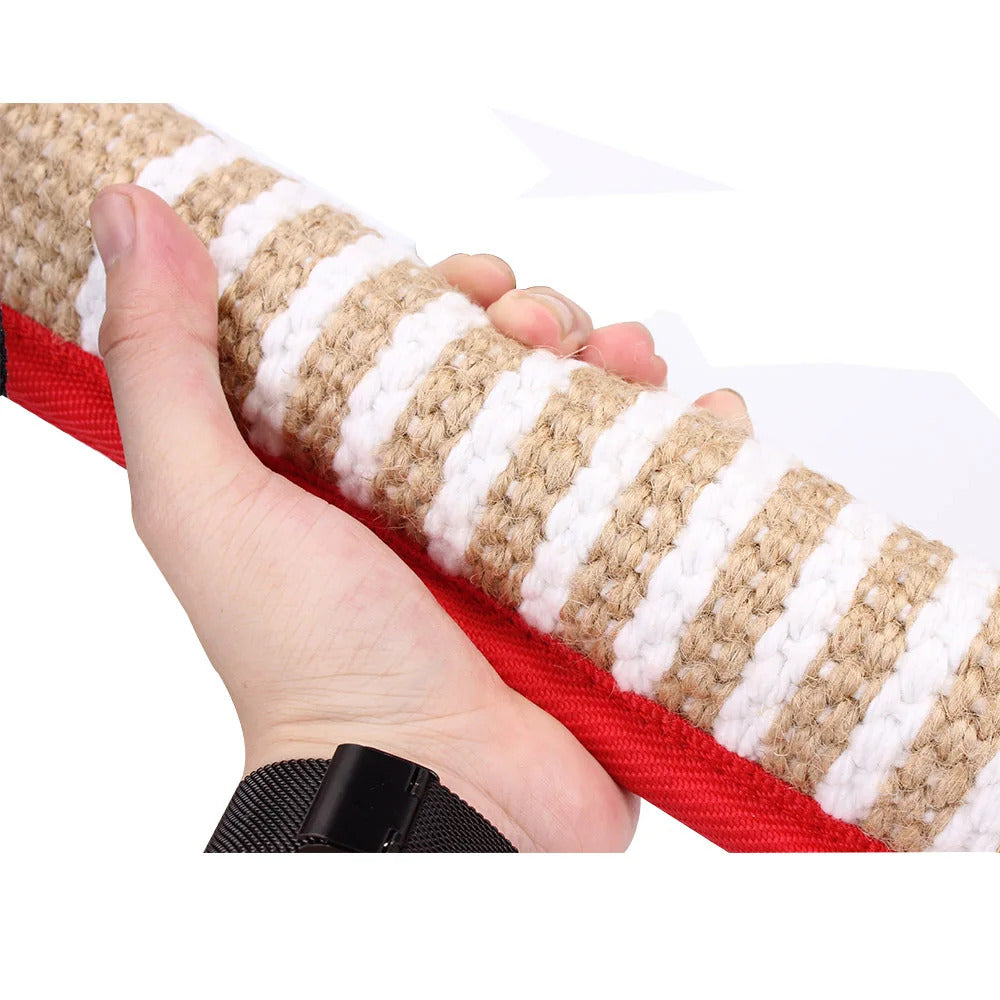 Red burgundy dog bite tug toy from TrendyPet's Zone, designed for dental health and teething relief for dogs.