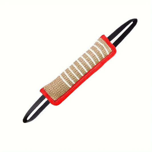 Red dog bite tug toy from TrendyPet's Zone designed for dental health and teething relief. Bright red, durable tug toy for dogs.