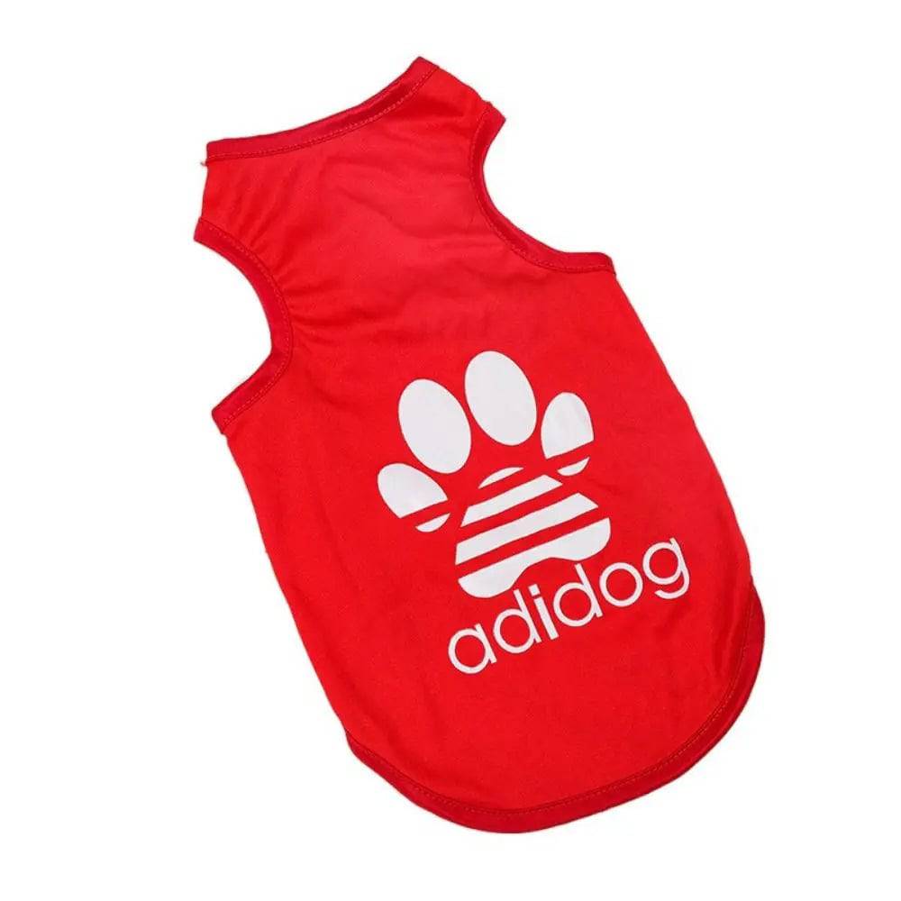 Red Dog Top Puppy Breathable Cool Mesh T-Shirt Cartoon Print Sun Protection Clothing Polyester Thin Vest Summer - TrendyPet's Zone