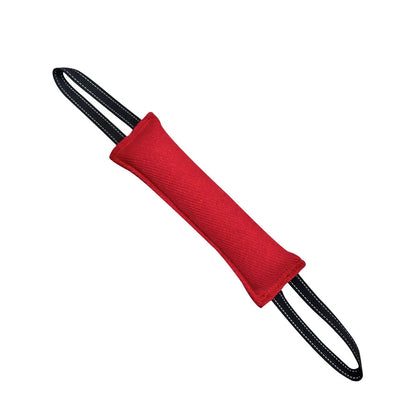 Red durable dog tug toy pillow from TrendyPet's Zone, designed for interactive training and play.