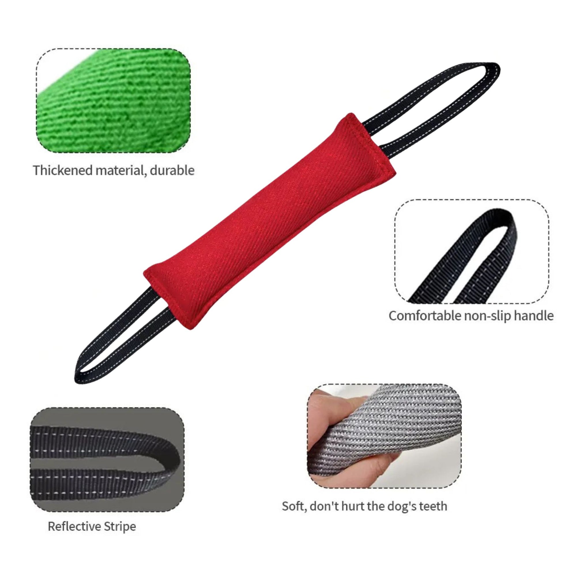 Red durable dog tug toy pillow from TrendyPet's Zone for interactive training and play.