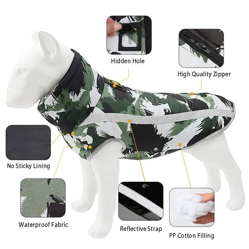 Red-Green Large Breed Coat Waterproof Reflective Warm Winter Jacket for Big Dogs - TrendyPet's Zone