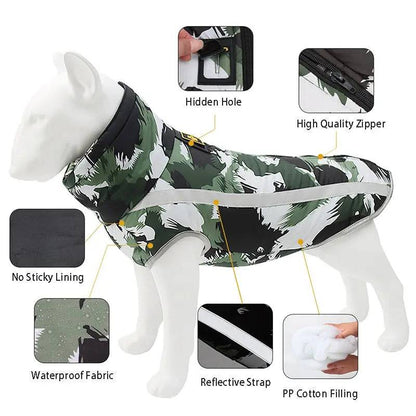 Red-Green Large Breed Coat Waterproof Reflective Warm Winter Jacket for Big Dogs - TrendyPet's Zone