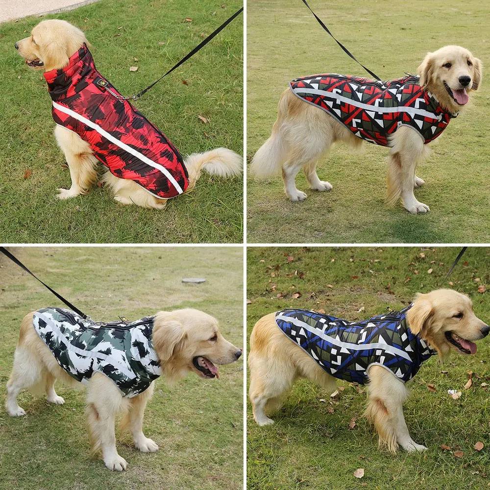 Red-Green Large Breed Coat Waterproof Reflective Warm Winter Jacket for Big Dogs - TrendyPet's Zone