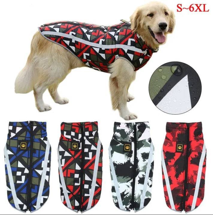 Red-Green Large Breed Coat Waterproof Reflective Warm Winter Jacket for Big Dogs - TrendyPet's Zone