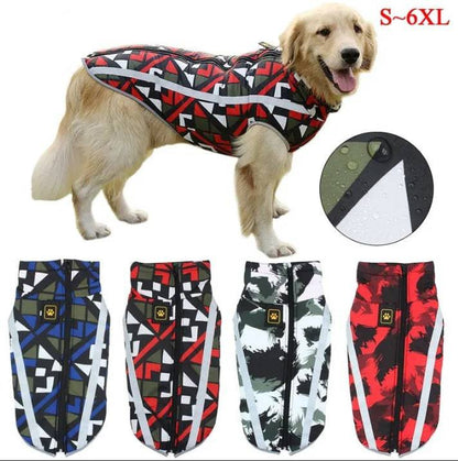 Red-Green Large Breed Coat Waterproof Reflective Warm Winter Jacket for Big Dogs - TrendyPet's Zone
