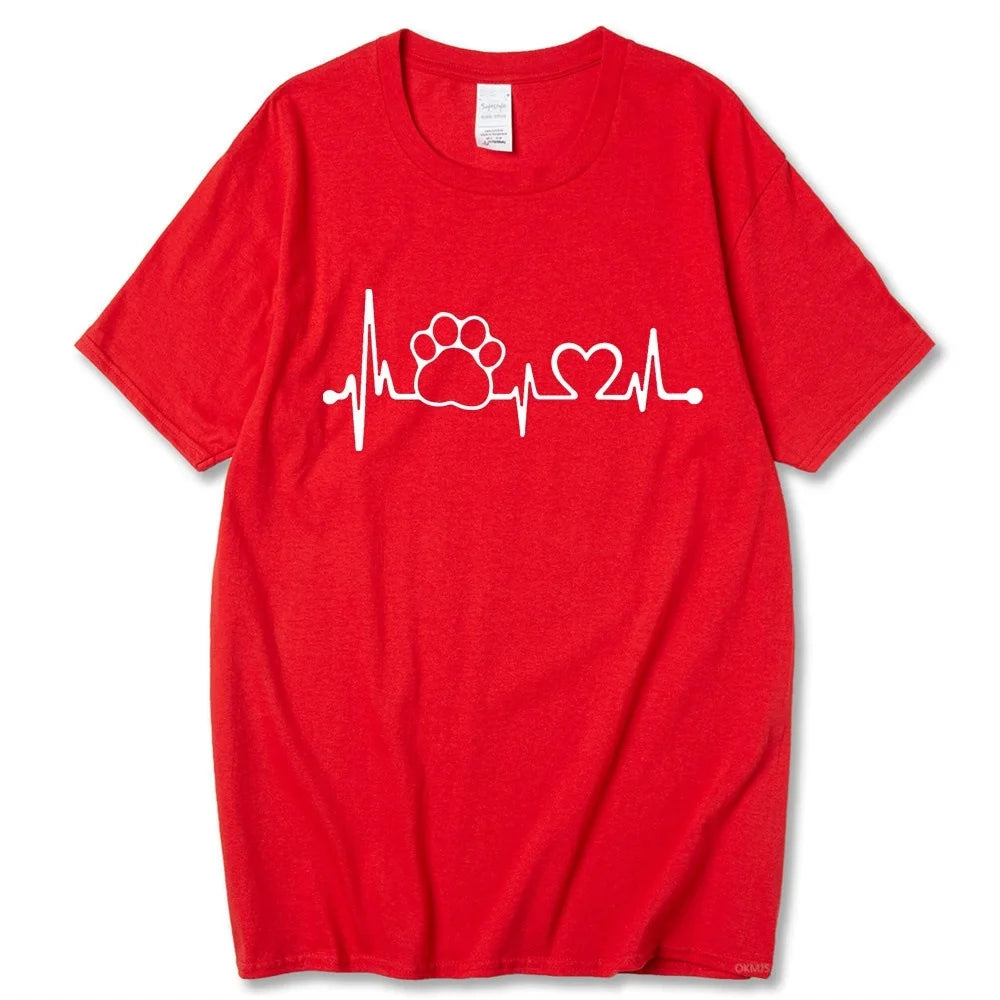 Red Heartbeat Lifeline Dog Men T-Shirt Casual Funny Foot For Guy Boy Hipster TrendyPet's Zone