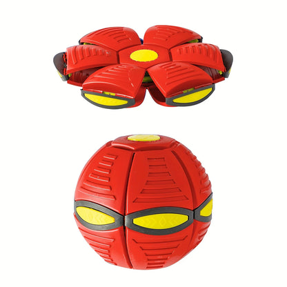 Red interactive flying saucer ball dog toy from TrendyPet's Zone, designed for outdoor play and engaging training sessions.