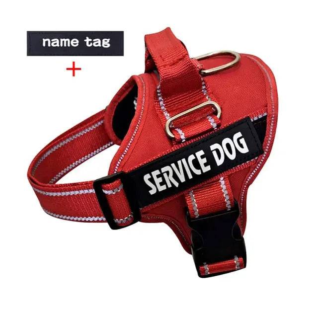 Red Nylon Reflective Dog Harness Personalized Breathable With ID Patch - TrendyPet's Zone