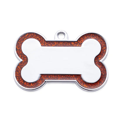 Red Personalized Bone-Shaped Pet ID Tag Double Side – Glitter Enamel Finish Anti-lost Bone Tags TrendyPet's Zone