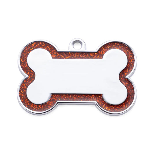 Red Personalized Bone-Shaped Pet ID Tag Double Side – Glitter Enamel Finish Anti-lost Bone Tags TrendyPet's Zone