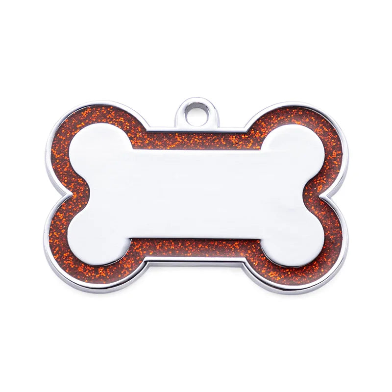 Red Personalized Bone-Shaped Pet ID Tag Double Side – Glitter Enamel Finish Anti-lost Bone Tags TrendyPet's Zone