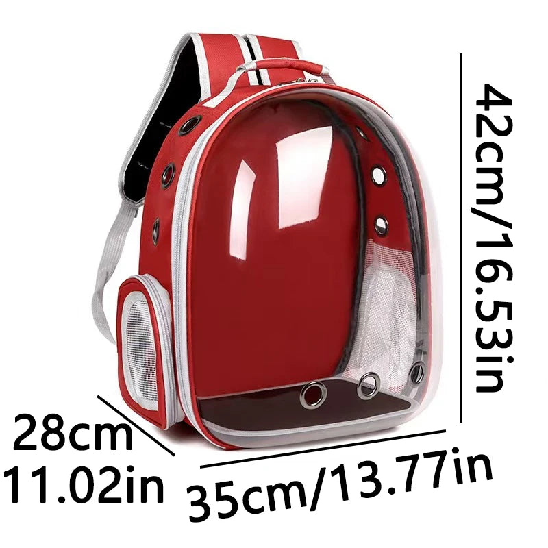 Red Pet Carrier Backpack Transparent Capsule Bubble Backpack TrendyPet's Zone