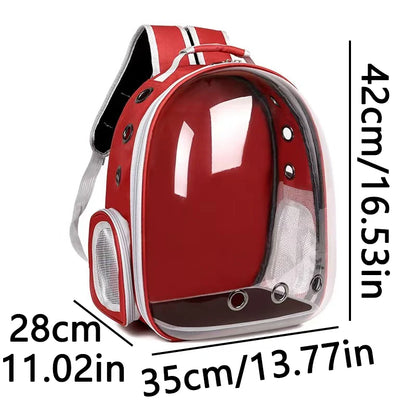Red Pet Carrier Backpack Transparent Capsule Bubble Backpack TrendyPet's Zone