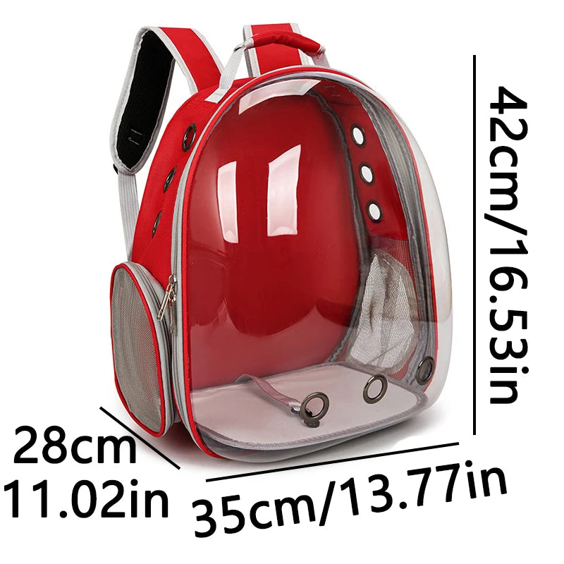 Red Pet Carrier Backpack Transparent Capsule Bubble Backpack TrendyPet's Zone