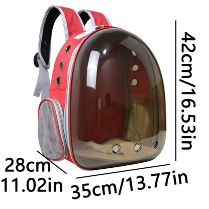 Red Pet Carrier Backpack Transparent Capsule Bubble Backpack  TrendyPet's Zone
