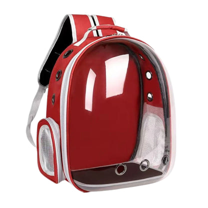 Red Pet Carrier Backpack Transparent Capsule Bubble Backpack TrendyPet's Zone