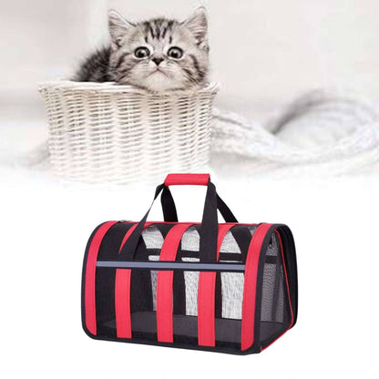 Red TrendyPet's Zone pet carrier bag with large capacity, breathable design, and shoulder strap for outdoor travel and all-season use.