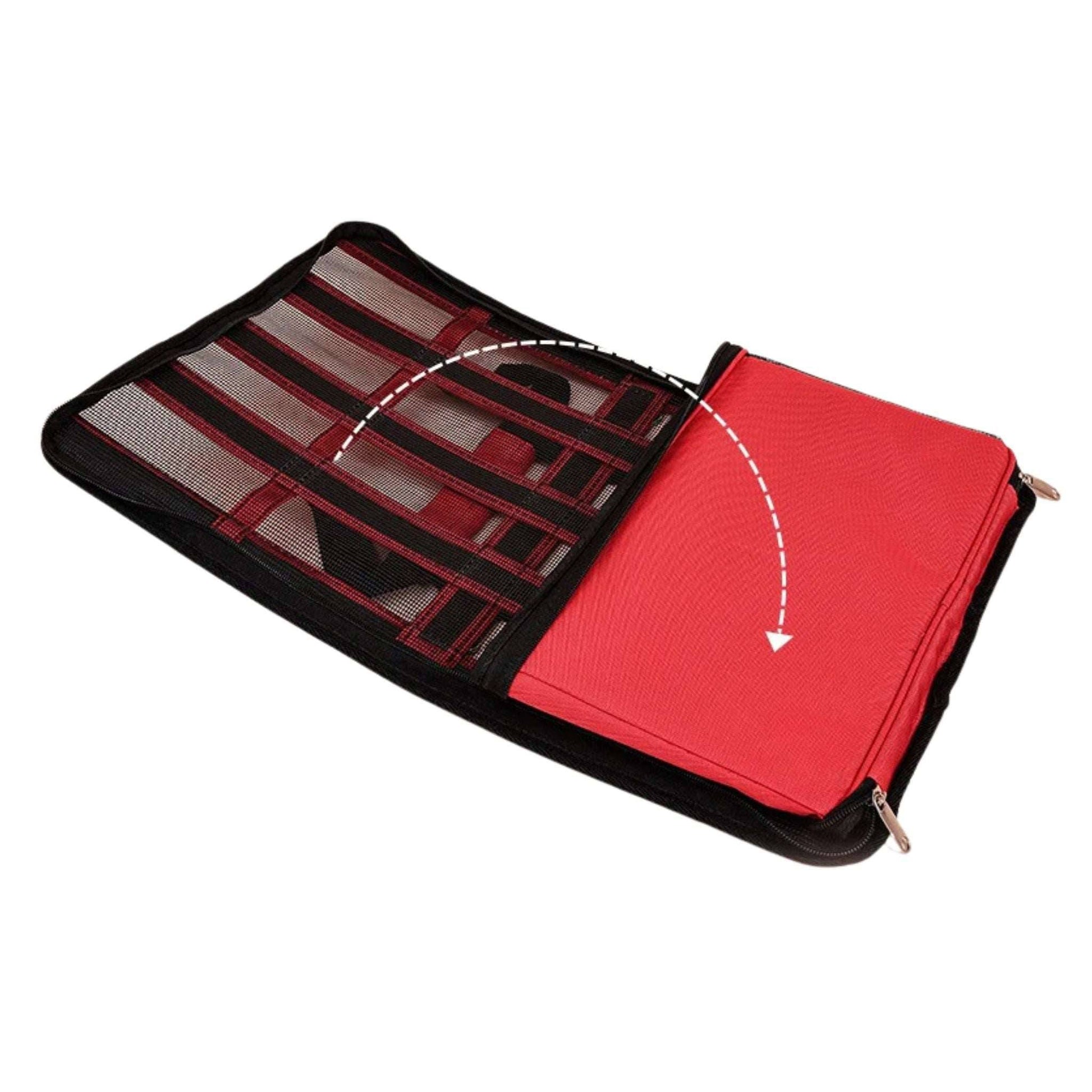 Red TrendyPet's Zone pet carrier bag with large capacity, breathable design, suitable for outdoor use and all seasons.