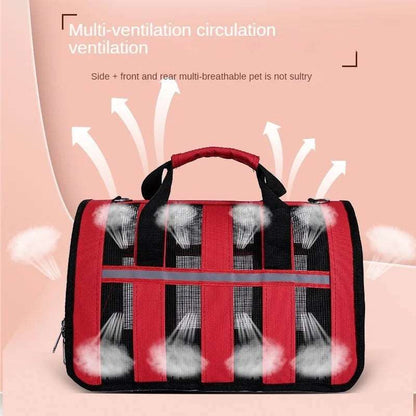 Red Pet Carrying Bag Large Capacity Portable Breathable Shoulder Bag For Outdoor Use Suitable For All Seasons - TrendyPet's Zone