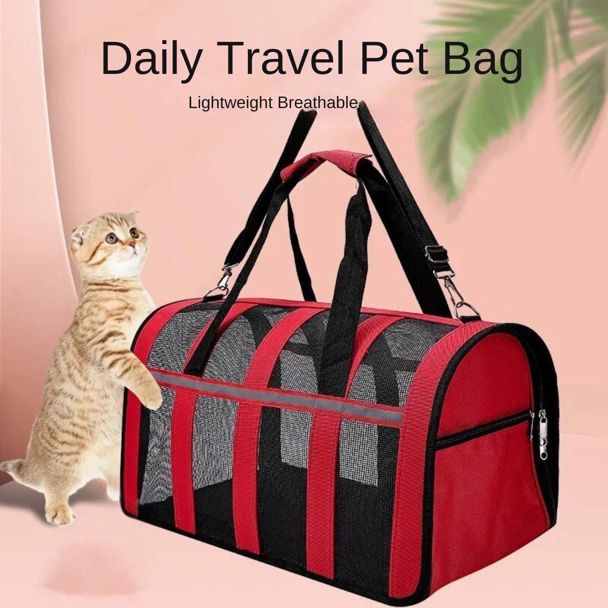 Red Pet Carrying Bag Large Capacity Portable Breathable Shoulder Bag For Outdoor Use Suitable For All Seasons - TrendyPet's Zone
