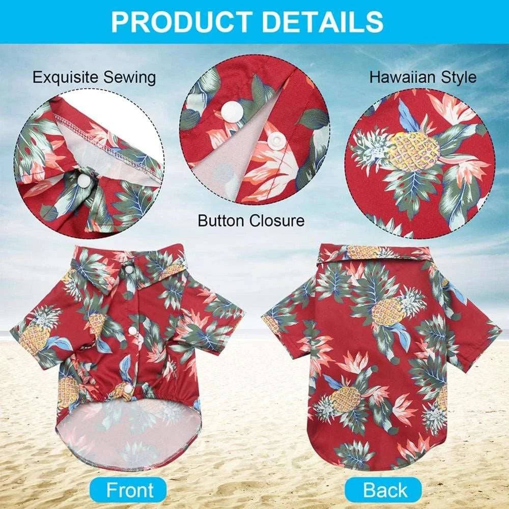 Red Pet Hawaiian Beach Style T-Shirts Thin Breathable Summer Clothes for Small Dog Puppy Pet Cat Kitten Vest - TrendyPet's Zone
