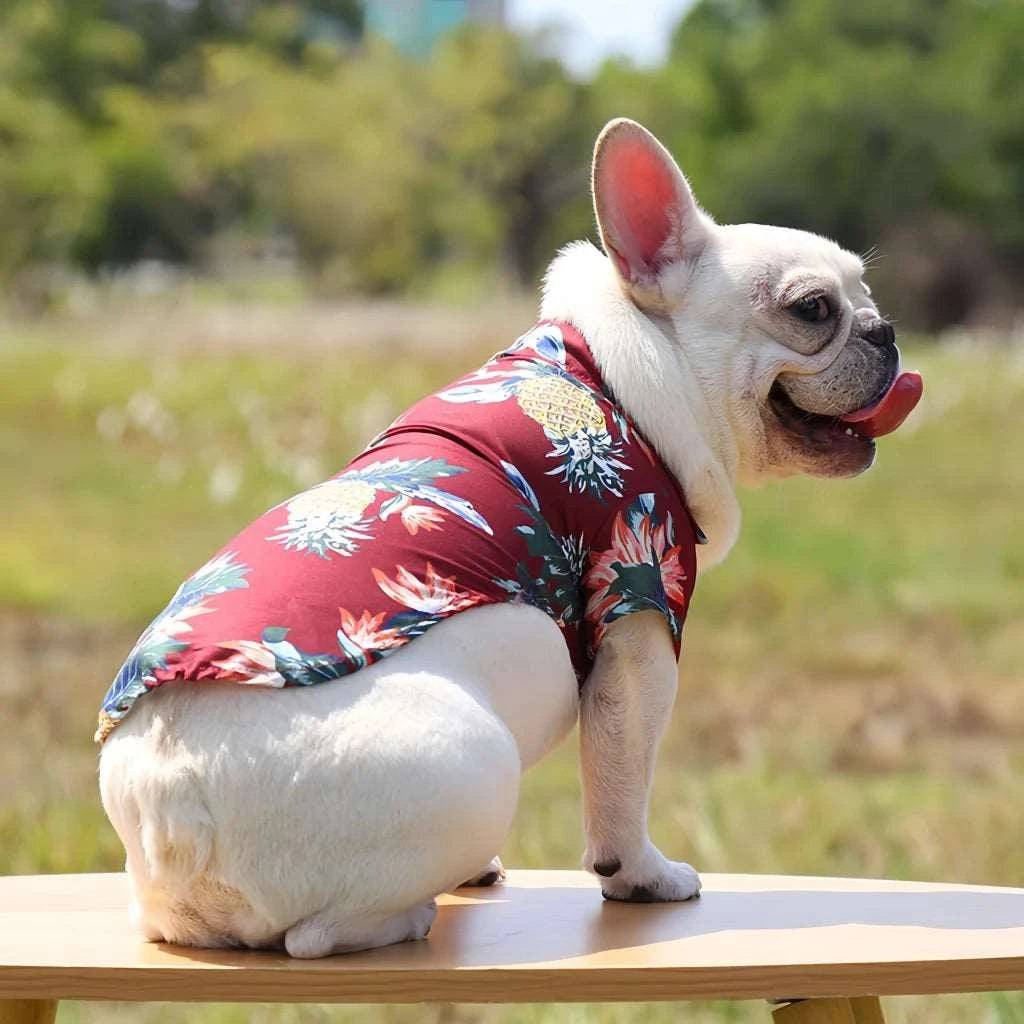 Red Pet Hawaiian Beach Style T-Shirts Thin Breathable Summer Clothes for Small Dog Puppy Pet Cat Kitten Vest - TrendyPet's Zone